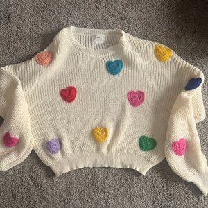 Colorful Heart Patterned Sweater